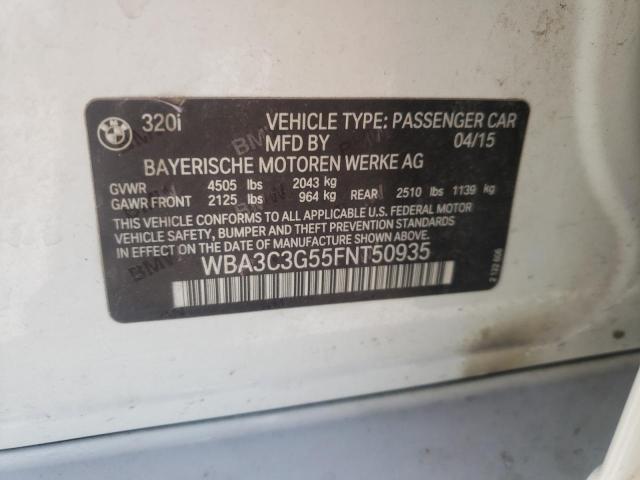 Photo 10 from auction – 2015 BMW 320 I XDRI with VIN WBA3C3G55FNT50935