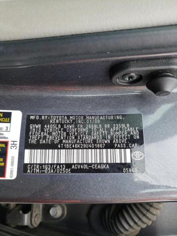 Photo 10 from auction – 2009 TOYOTA CAMRY with VIN 4T1BE46K29U401867