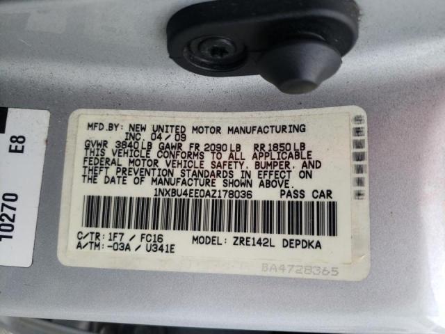 Photo 10 from auction – 2010 TOYOTA COROLLA BA with VIN 1NXBU4EE0AZ178036