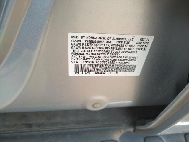 Photo 10 from auction – 2011 HONDA PILOT EXLN with VIN 5FNYF3H78BB051092