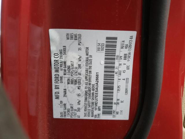 Photo 10 from auction – 2010 FORD EXPLORER E with VIN 1FMEU7EE5AUA28681