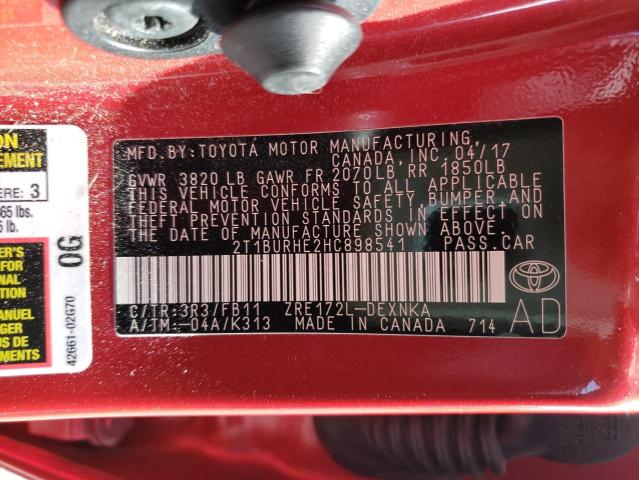 Photo 10 from auction – 2017 TOYOTA COROLLA L with VIN 2T1BURHE2HC898541