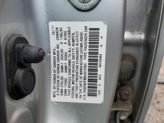 Photo 10 from auction – 2012 HONDA CIVIC EX with VIN 2HGFB2F88CH312565