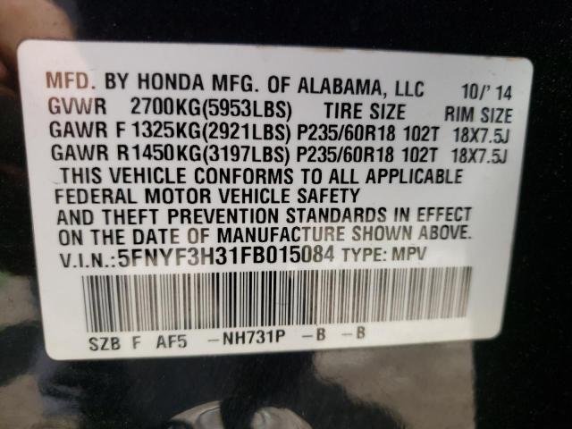 Photo 10 from auction – 2015 HONDA PILOT SE with VIN 5FNYF3H31FB015084