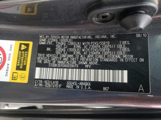 Photo 10 from auction – 2010 TOYOTA HIGHLANDER with VIN 5TDDK3EH3AS039479
