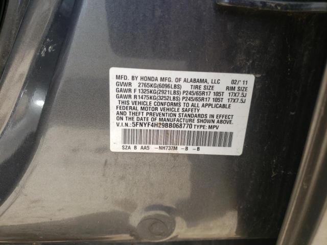 Photo 10 from auction – 2011 HONDA PILOT LX with VIN 5FNYF4H29BB068770