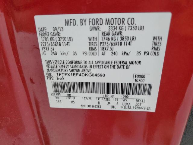 Photo 10 from auction – 2013 FORD F150 SUPER with VIN 1FTFX1EF4DKG04590