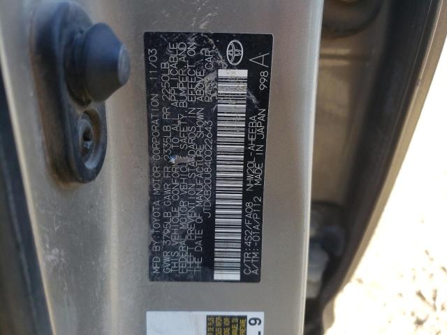 Photo 10 from auction – 2004 TOYOTA PRIUS with VIN JTDKB20U840022643