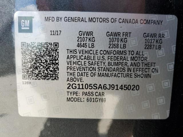 Photo 10 from auction – 2018 CHEVROLET IMPALA LT with VIN 2G1105SA6J9145020
