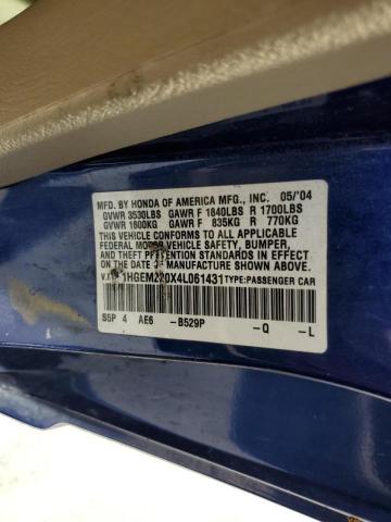 Photo 10 from auction – 2004 HONDA CIVIC EX with VIN 1HGEM220X4L061431