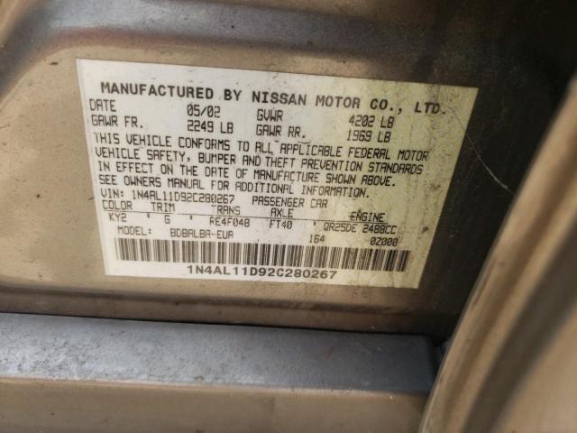 Photo 10 from auction – 2002 NISSAN ALTIMA BAS with VIN 1N4AL11D92C280267