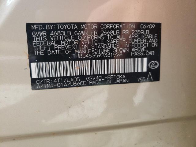 Photo 10 from auction – 2009 LEXUS ES 350 with VIN JTHBJ46G592331528