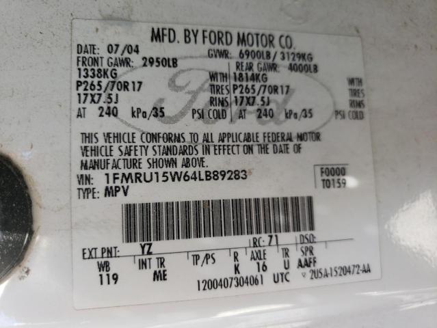 Photo 10 from auction – 2004 FORD EXPEDITION with VIN 1FMRU15W64LB89283