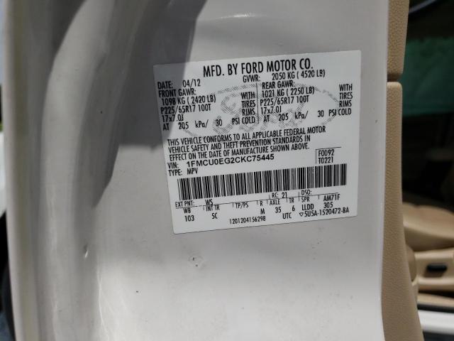 Photo 10 from auction – 2012 FORD ESCAPE LIM with VIN 1FMCU0EG2CKC75445
