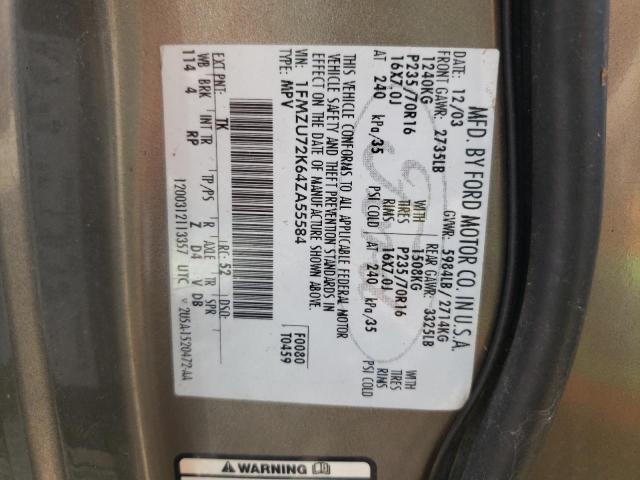 Photo 10 from auction – 2004 FORD EXPLORER X with VIN 1FMZU72K64ZA55584