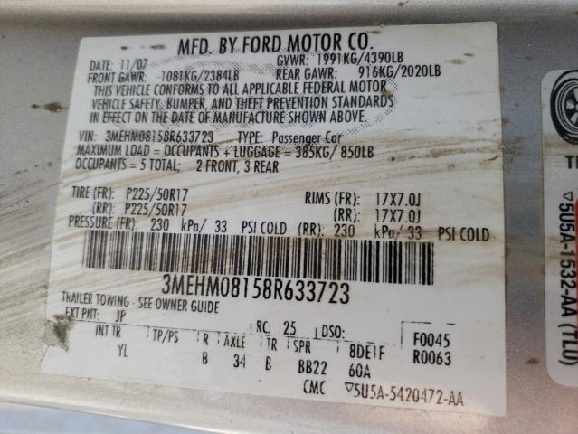 Photo 10 from auction – 2008 MERCURY MILAN PREM with VIN 3MEHM08158R633723