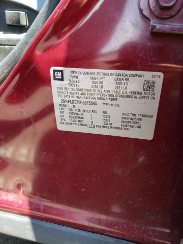 Photo 10 from auction – 2016 CHEVROLET EQUINOX LT with VIN 2GNFLGE35G6315043