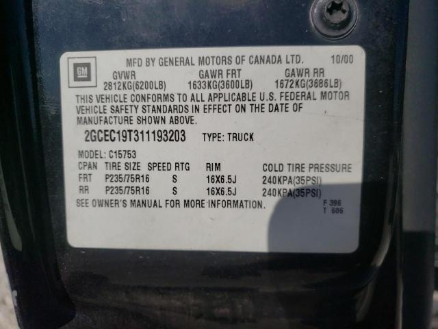 Photo 10 from auction – 2001 CHEVROLET SILVERADO with VIN 2GCEC19T311193203