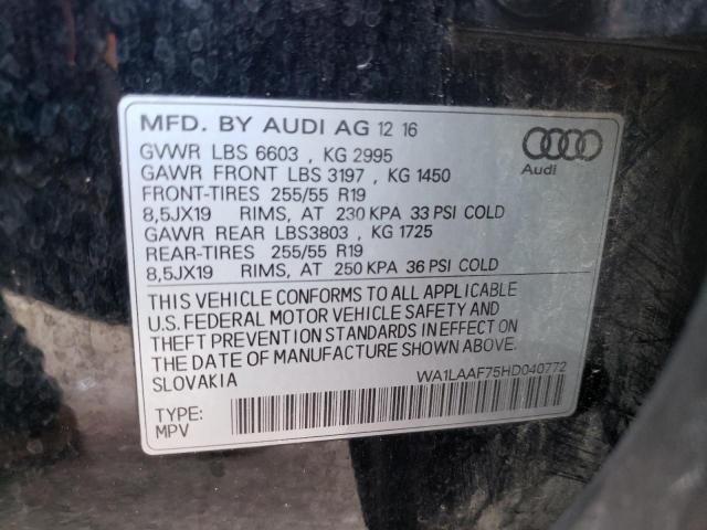 Photo 10 from auction – 2017 AUDI Q7 PREMIUM with VIN WA1LAAF75HD040772