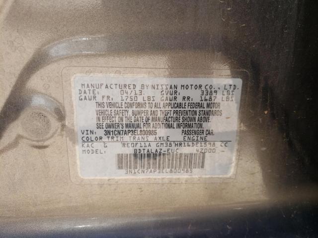 Photo 10 from auction – 2014 NISSAN VERSA with VIN 3N1CN7AP3EL800985