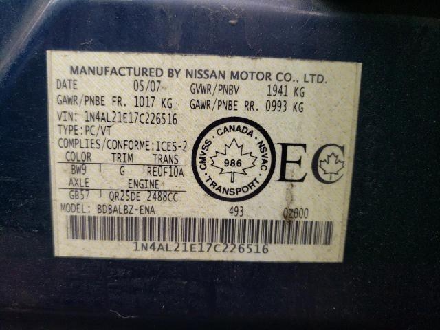 Photo 10 from auction – 2007 NISSAN ALTIMA 2.5 with VIN 1N4AL21E17C226516