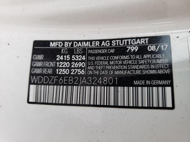 Photo 10 from auction – 2018 MERCEDES-BENZ E 43 4MATI with VIN WDDZF6EB2JA324801