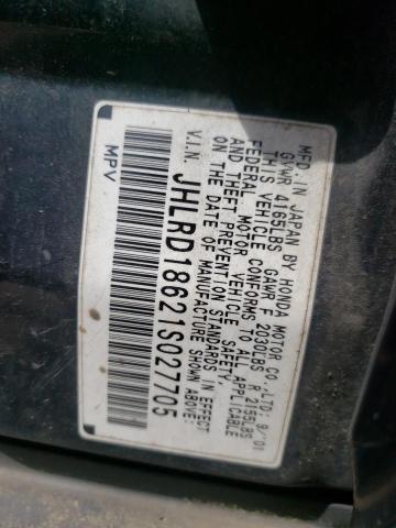 Photo 10 from auction – 2001 HONDA CR-V EX with VIN JHLRD18621S027705