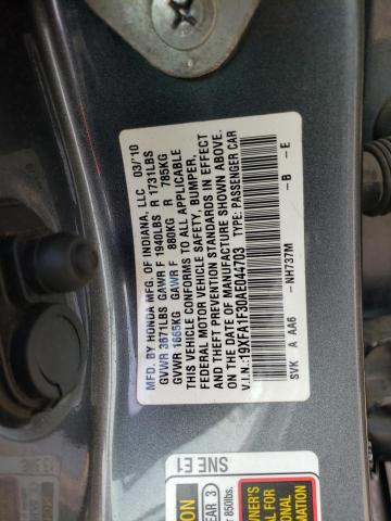 Photo 10 from auction – 2010 HONDA CIVIC VP with VIN 19XFA1F30AE044703
