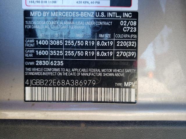 Photo 10 from auction – 2008 MERCEDES-BENZ ML 320 CDI with VIN 4JGBB22E68A386979