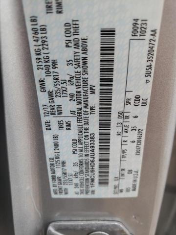 Photo 10 from auction – 2018 FORD ESCAPE SEL with VIN 1FMCU9HD6JUA93383