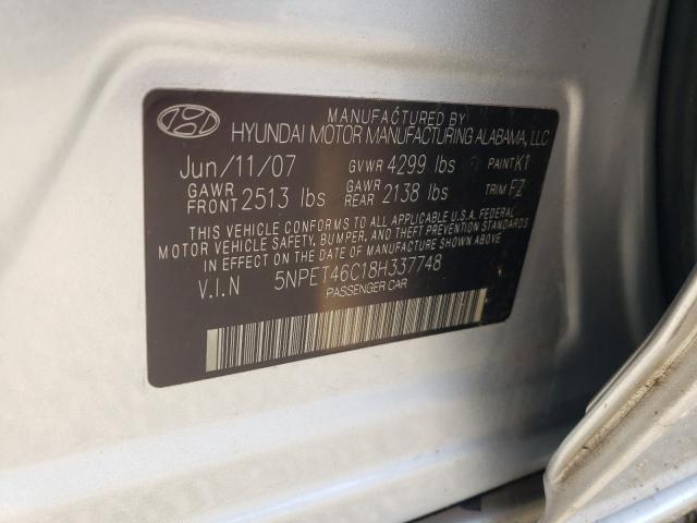 Photo 10 from auction – 2008 HYUNDAI SONATA GLS with VIN 5NPET46C18H337748