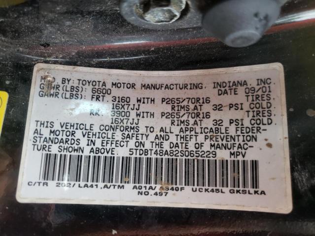 Photo 10 from auction – 2002 TOYOTA SEQUOIA LI with VIN 5TDBT48A82S065229