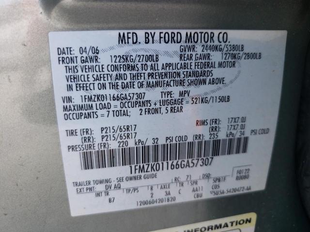 Photo 10 from auction – 2006 FORD FREESTYLE with VIN 1FMZK01166GA57307