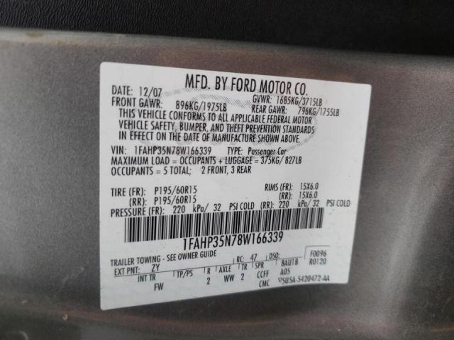 Photo 10 from auction – 2008 FORD FOCUS SE with VIN 1FAHP35N78W166339