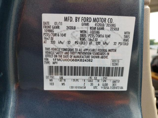 Photo 10 from auction – 2011 FORD ESCAPE XLT with VIN 1FMCU0DG6BKB24382