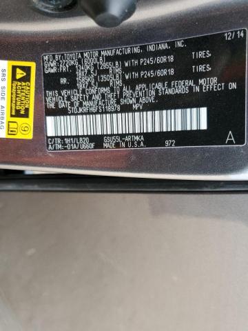 صورة رقم 10 من المزاد - 2015 TOYOTA HIGHLANDER مع VIN 5TDJKRFH6FS118978