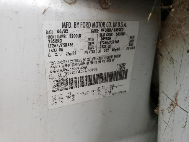 Photo 10 from auction – 2002 FORD F350 SRW S with VIN 1FTSW31F62ED43946