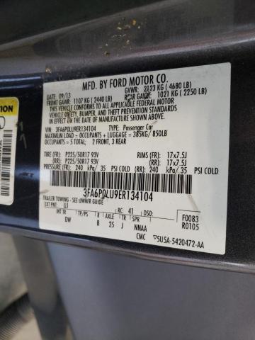 Photo 10 from auction – 2014 FORD FUSION SE with VIN 3FA6P0LU9ER134104