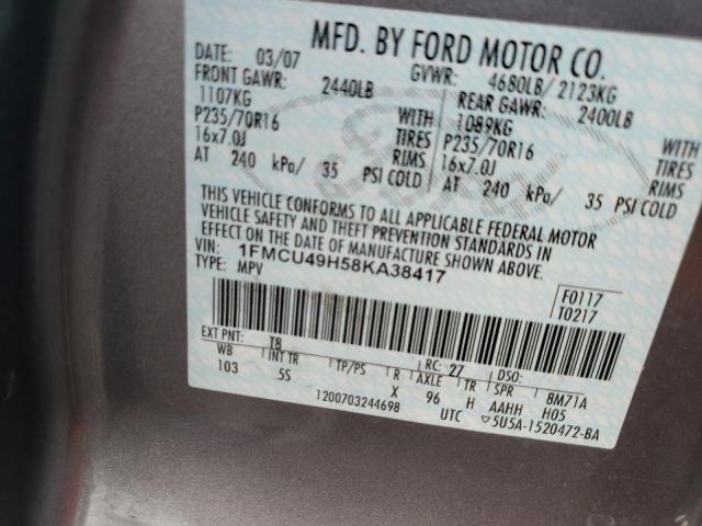 Photo 10 from auction – 2008 FORD ESCAPE HEV with VIN 1FMCU49H58KA38417