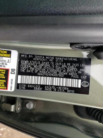 Photo 10 from auction – 2021 LEXUS ES 250 BAS with VIN 58AD11D14MU007902
