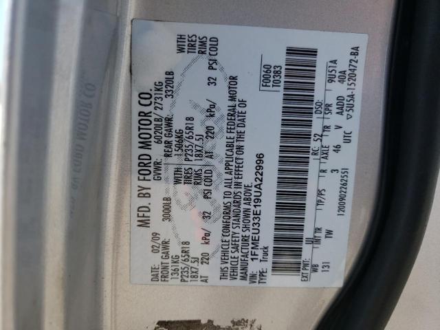Photo 10 from auction – 2009 FORD EXPLORER S with VIN 1FMEU33E19UA22996