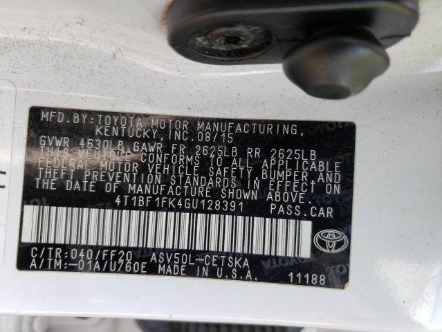 Photo 10 from auction – 2016 TOYOTA CAMRY LE with VIN 4T1BF1FK4GU128391