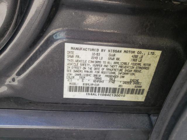 Photo 10 from auction – 2004 NISSAN ALTIMA BAS with VIN 1N4AL11D84C130010