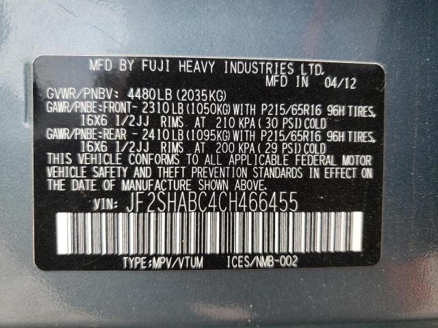 Photo 10 from auction – 2012 SUBARU FORESTER 2 with VIN JF2SHABC4CH466455