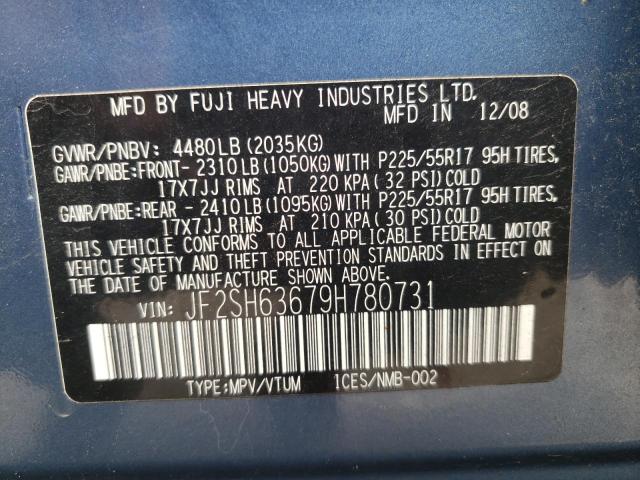 Photo 10 from auction – 2009 SUBARU FORESTER 2 with VIN JF2SH63679H780731