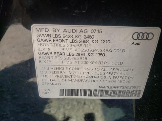 Photo 10 from auction – 2016 AUDI Q5 PREMIUM with VIN WA1L2AFP7GA025591