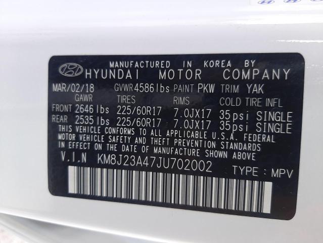 Photo 10 from auction – 2018 HYUNDAI TUCSON SE with VIN KM8J23A47JU702002