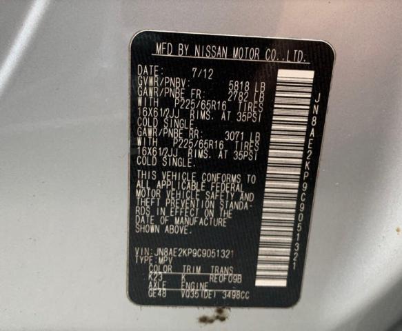 Photo 10 from auction – 2012 NISSAN QUEST S with VIN JN8AE2KP9C9051321
