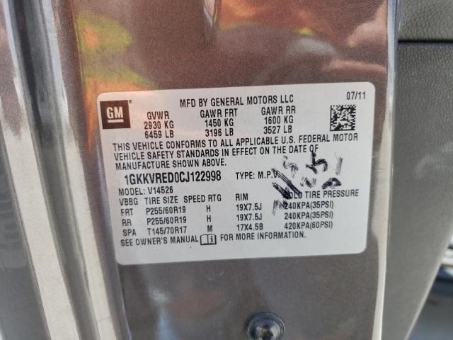 Photo 10 from auction – 2012 GMC ACADIA SLT with VIN 1GKKVRED0CJ122998