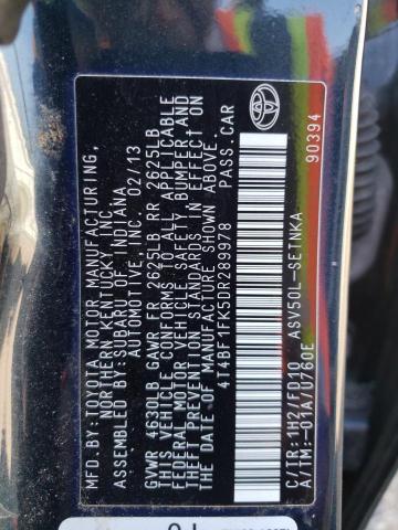 Photo 10 from auction – 2013 TOYOTA CAMRY L with VIN 4T4BF1FK5DR289978